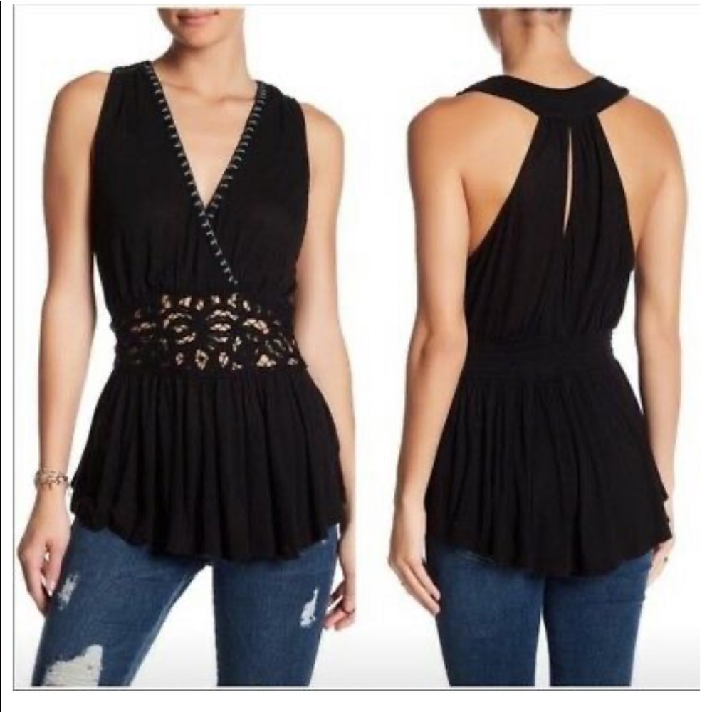 NWT Free People Megan Embroidered Crochet Tank